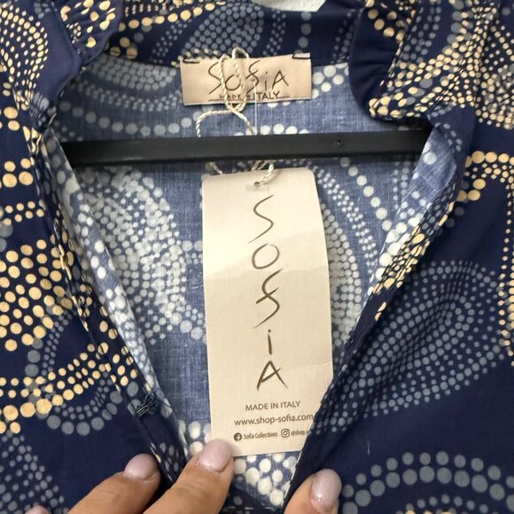 Sofia Collections Italy Giada Paisley Dots Pattern Long Sleeve Dress OS NEW - Picture 3 of 4